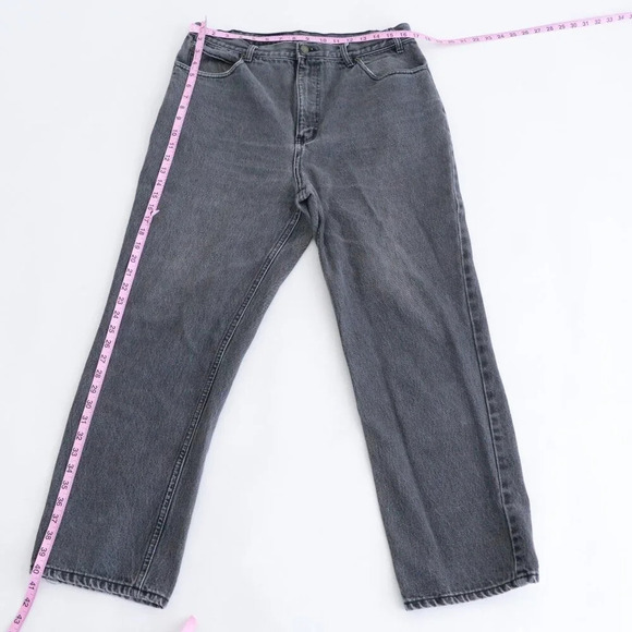 Vintage Stash Black Slight Fade High Waisted Straight Leg Denim Jeans Size 38X30 - Picture 3 of 12